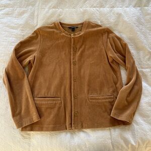 Women’s Lands End Tan Corduroy Button-Up cardigan size 10-12